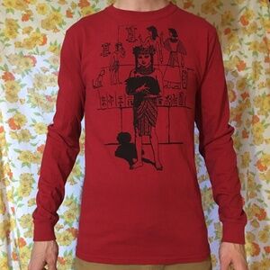 Egyptian Red Long Sleeve Independent Art Bastet Cat Shirt Small